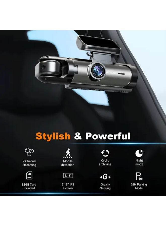 Dual Lens Dash Cam Front And Rear 1080P 480P With 32GB SD Card Night Vision WDR - Image 4